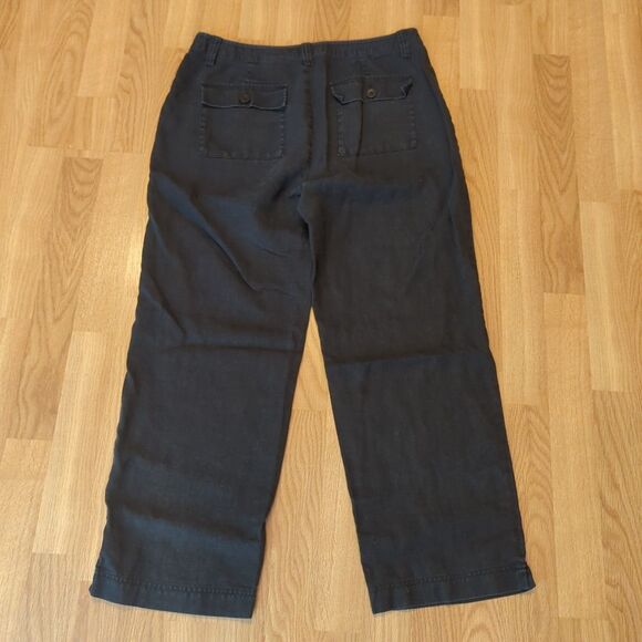 Eddie Bauer Pants Womens 12 Tall Black Linen Straight Pockets Casual - Picture 4 of 7